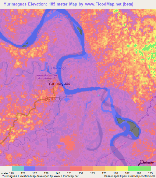 Yurimaguas,Peru Elevation Map