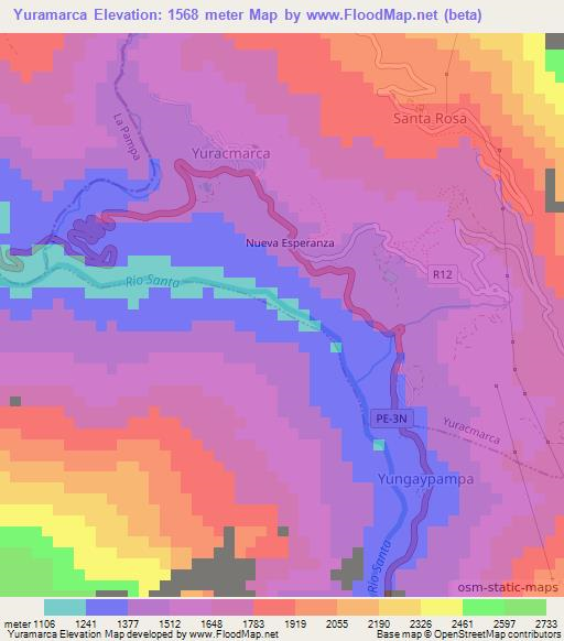 Yuramarca,Peru Elevation Map