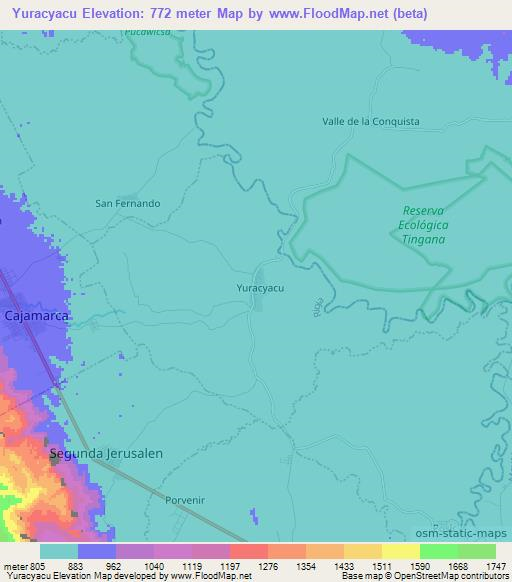 Yuracyacu,Peru Elevation Map