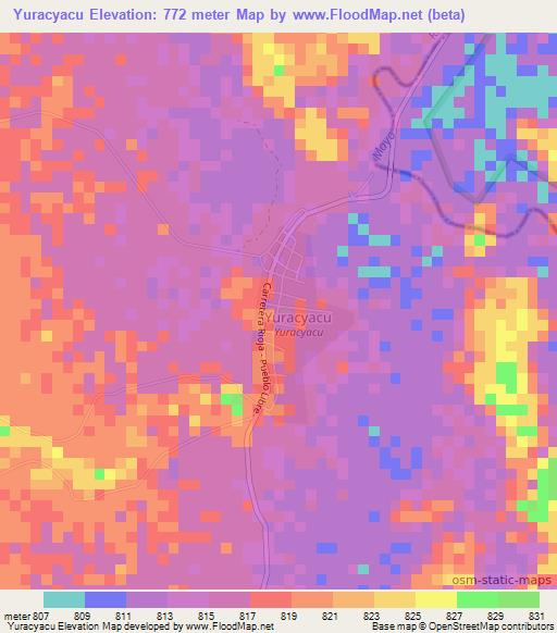 Yuracyacu,Peru Elevation Map
