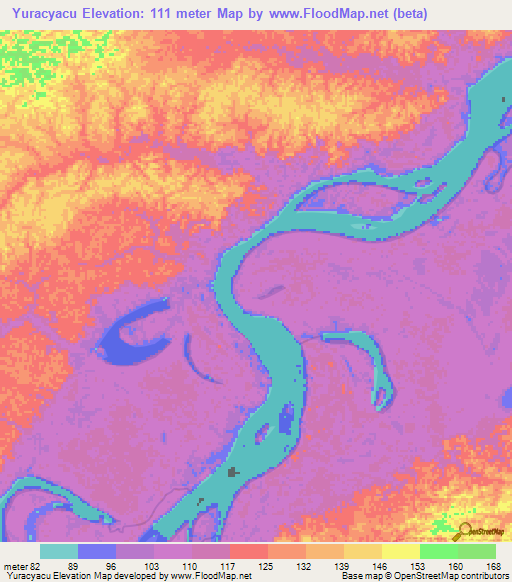 Yuracyacu,Peru Elevation Map
