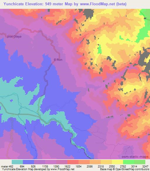 Yunchicate,Peru Elevation Map