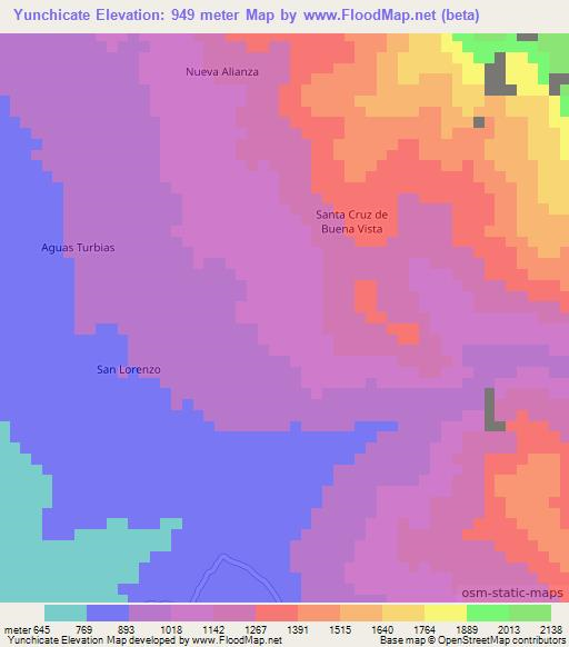 Yunchicate,Peru Elevation Map