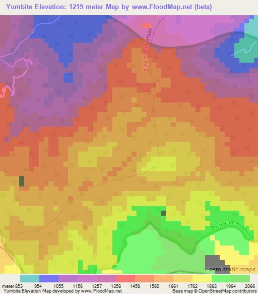 Yumbite,Peru Elevation Map