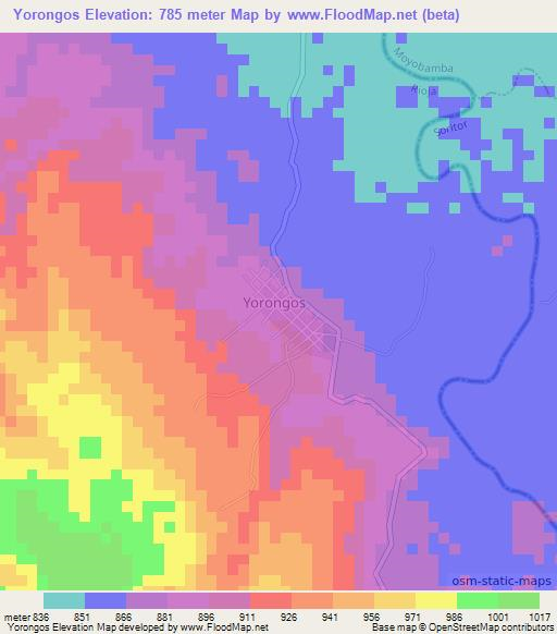 Yorongos,Peru Elevation Map