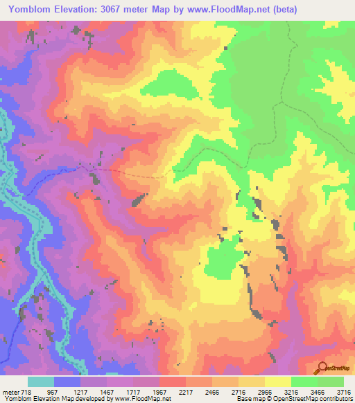 Yomblom,Peru Elevation Map