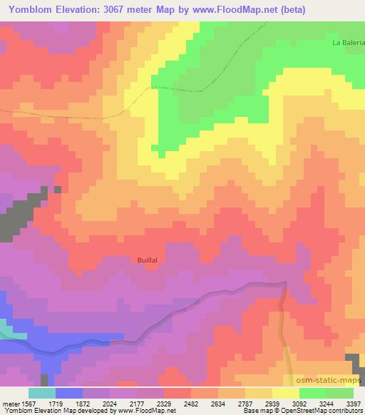 Yomblom,Peru Elevation Map