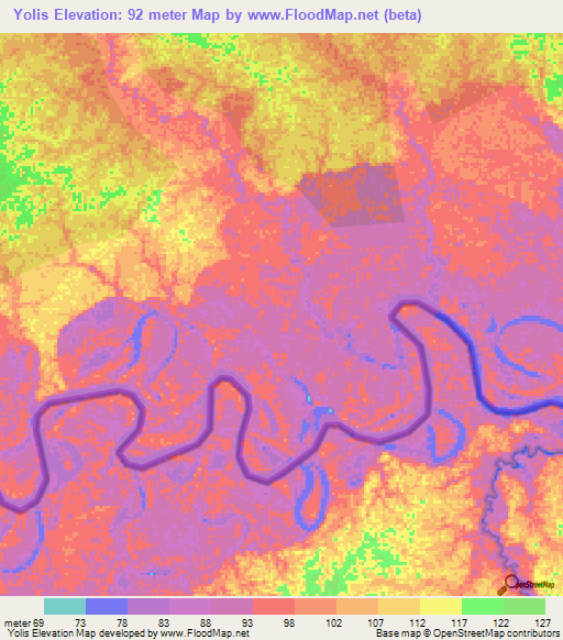 Yolis,Peru Elevation Map