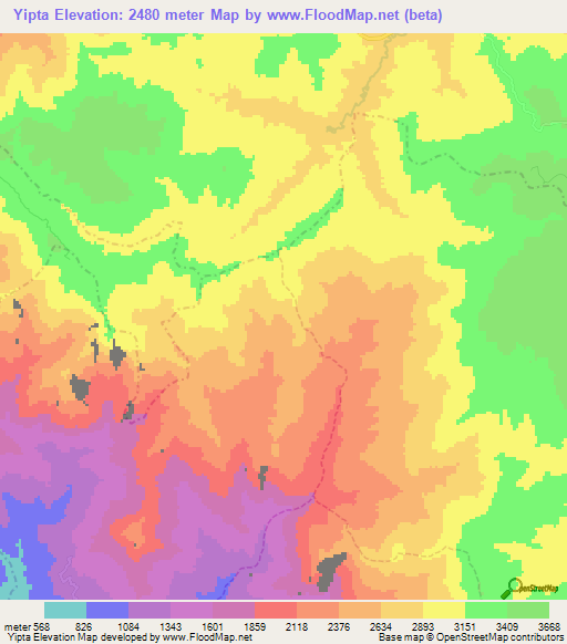 Yipta,Peru Elevation Map