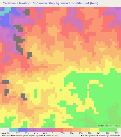 Yerbales,Peru Elevation Map