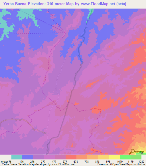 Yerba Buena,Peru Elevation Map