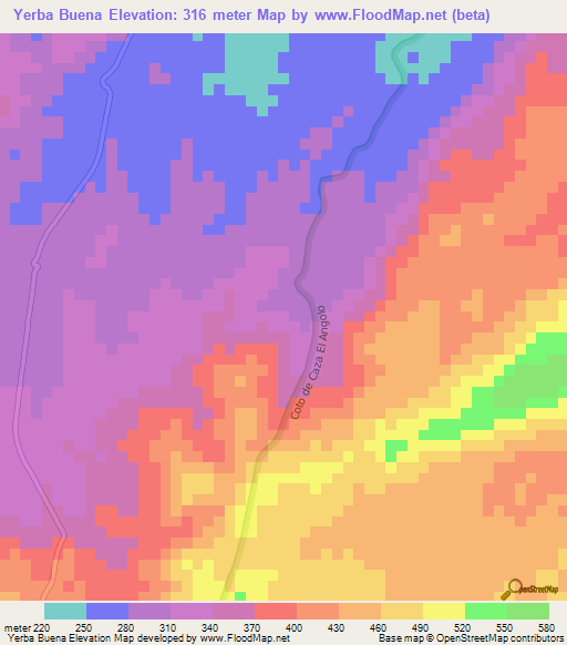 Yerba Buena,Peru Elevation Map