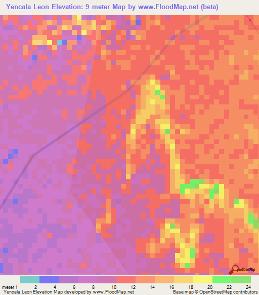 Yencala Leon,Peru Elevation Map