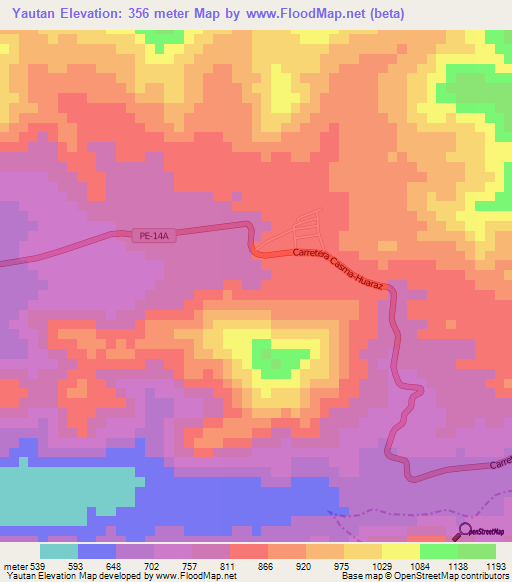 Yautan,Peru Elevation Map