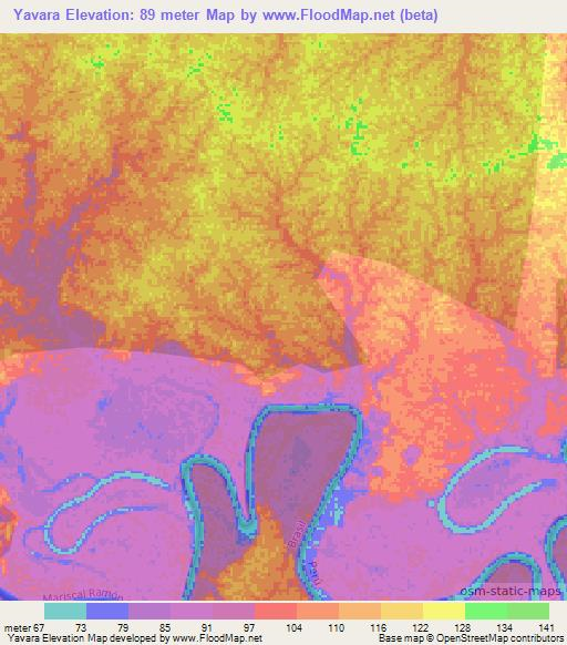 Yavara,Peru Elevation Map