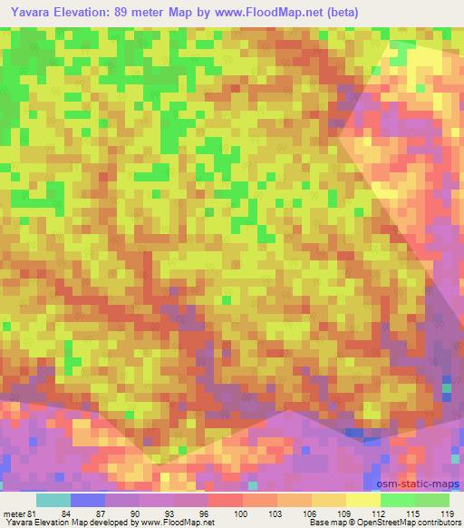 Yavara,Peru Elevation Map