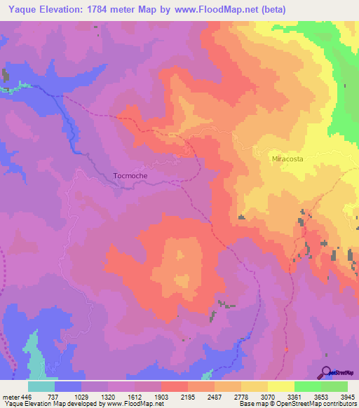 Yaque,Peru Elevation Map