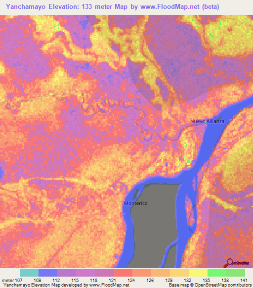 Yanchamayo,Peru Elevation Map