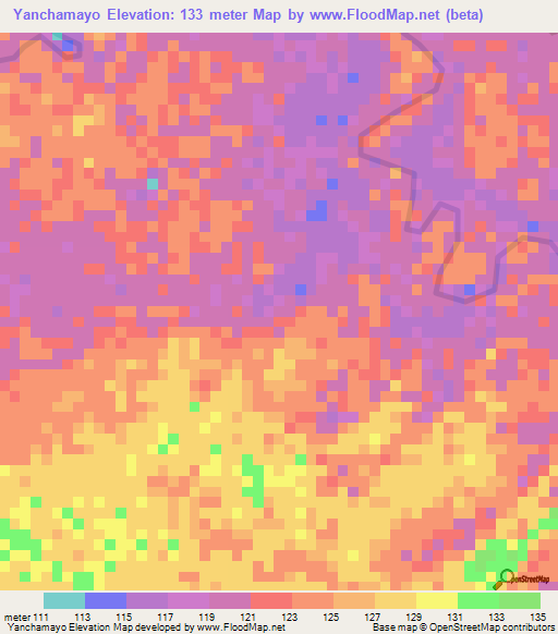 Yanchamayo,Peru Elevation Map