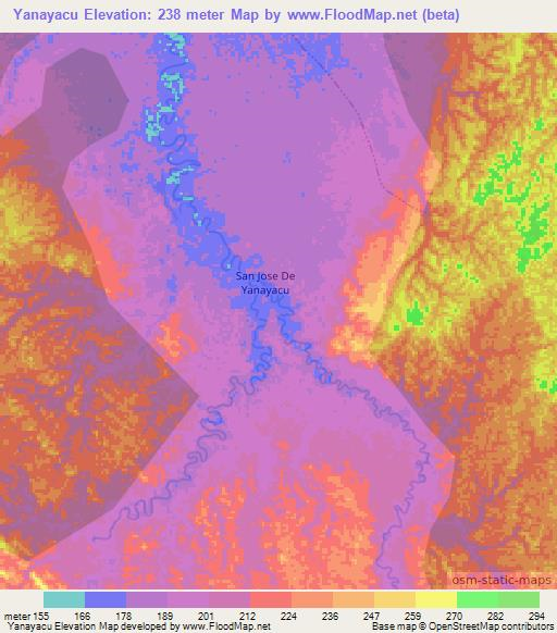 Yanayacu,Peru Elevation Map