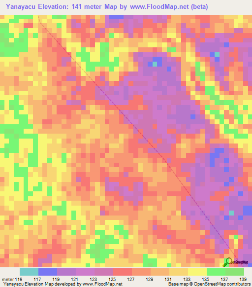 Yanayacu,Peru Elevation Map