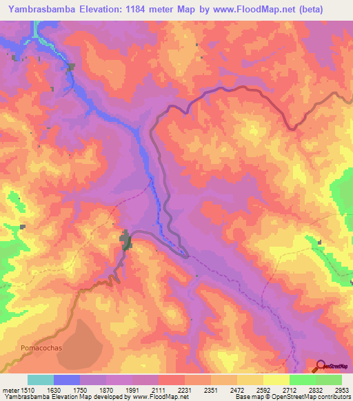 Yambrasbamba,Peru Elevation Map