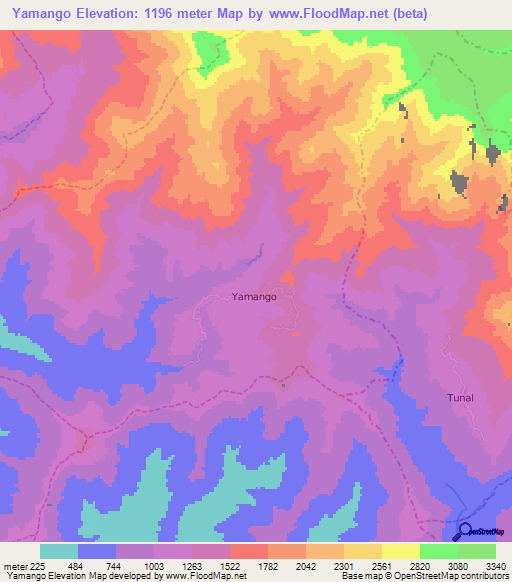 Yamango,Peru Elevation Map