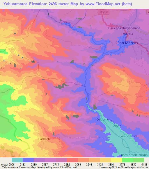 Yahuarmarca,Peru Elevation Map