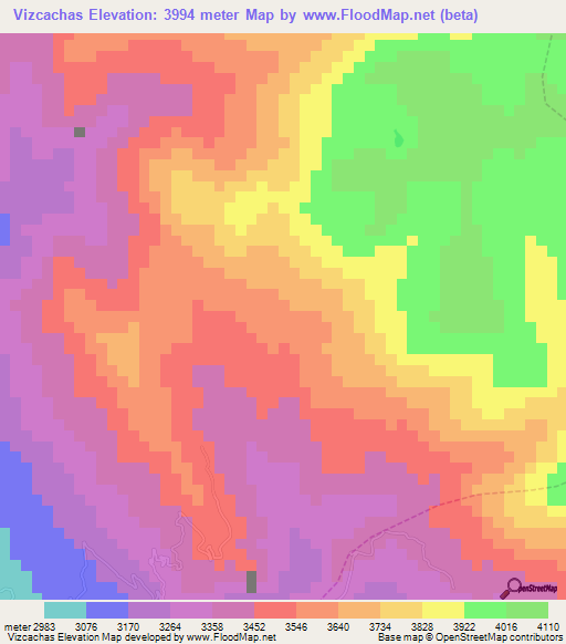Vizcachas,Peru Elevation Map