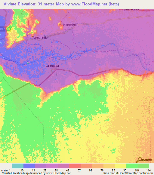 Viviate,Peru Elevation Map
