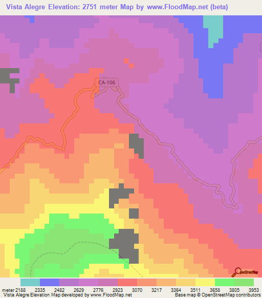 Vista Alegre,Peru Elevation Map