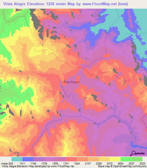 Vista Alegre,Peru Elevation Map
