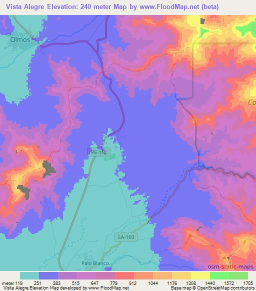 Vista Alegre,Peru Elevation Map