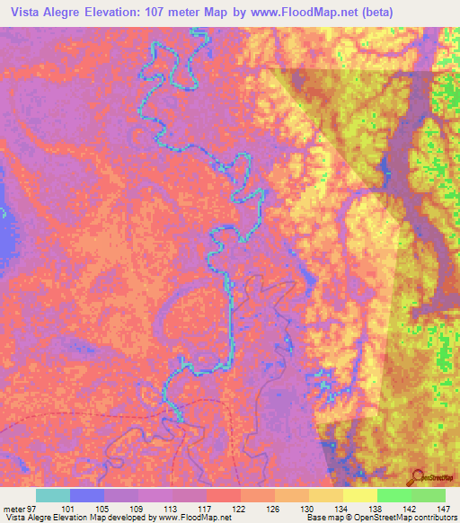 Vista Alegre,Peru Elevation Map