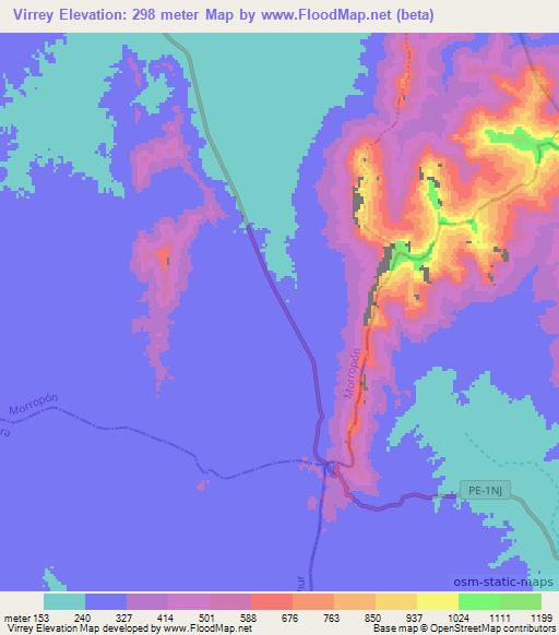 Virrey,Peru Elevation Map