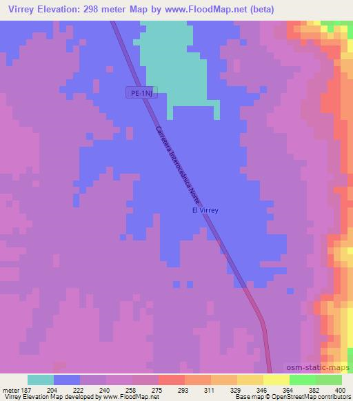 Virrey,Peru Elevation Map