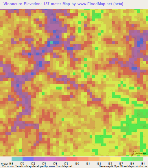 Vinoncuro,Peru Elevation Map