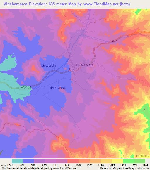 Vinchamarca,Peru Elevation Map