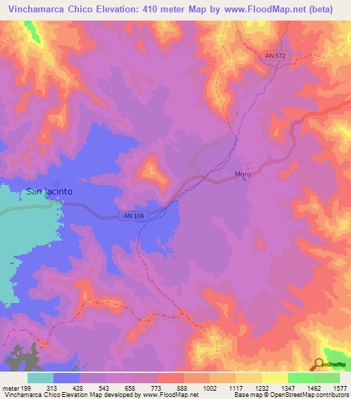 Vinchamarca Chico,Peru Elevation Map