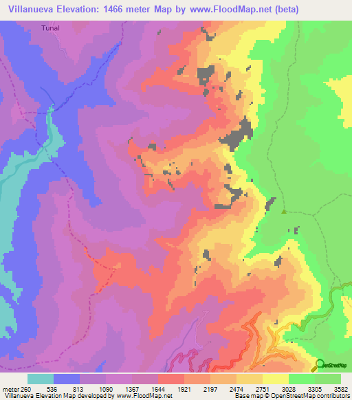 Villanueva,Peru Elevation Map