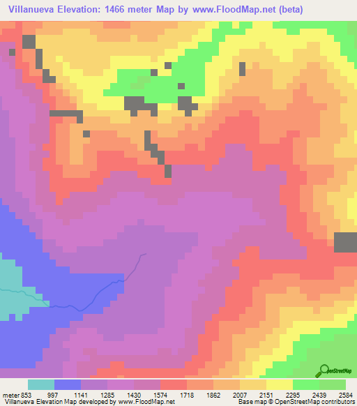 Villanueva,Peru Elevation Map