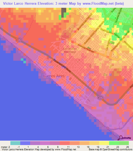 Victor Larco Herrera,Peru Elevation Map