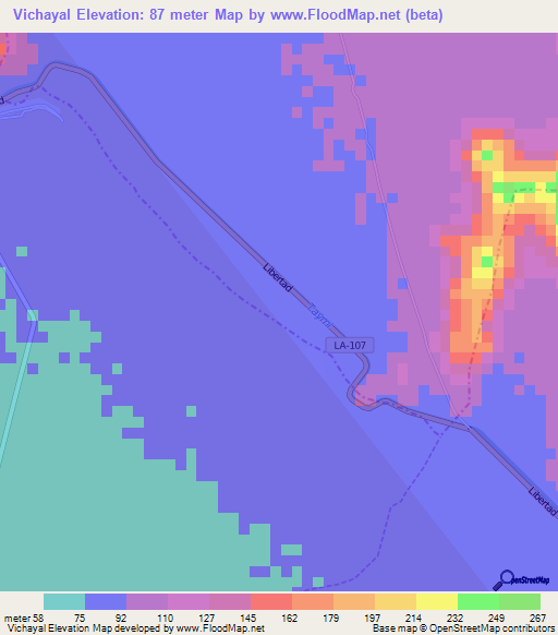 Vichayal,Peru Elevation Map