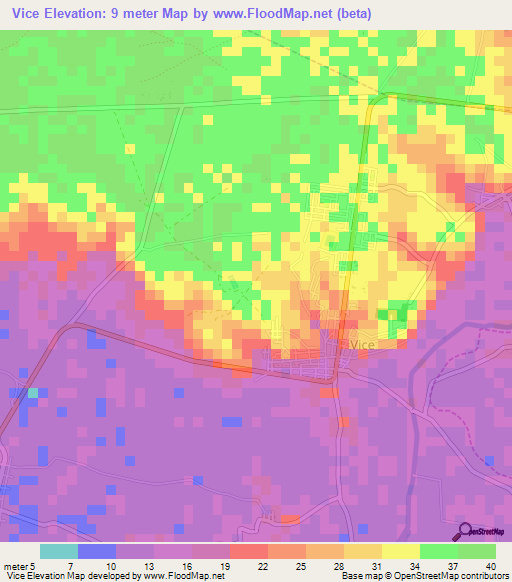 Vice,Peru Elevation Map