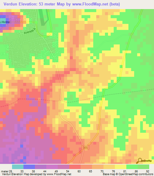 Verdun,Peru Elevation Map