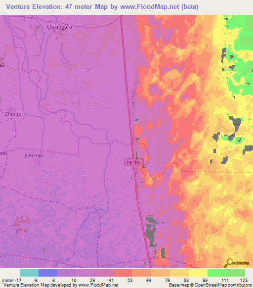Ventura,Peru Elevation Map