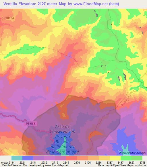 Ventilla,Peru Elevation Map