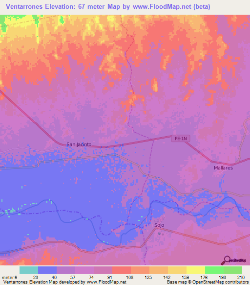 Ventarrones,Peru Elevation Map