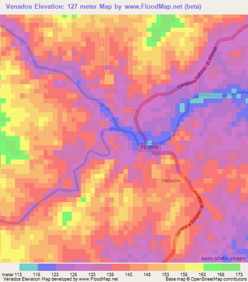 Venados,Peru Elevation Map