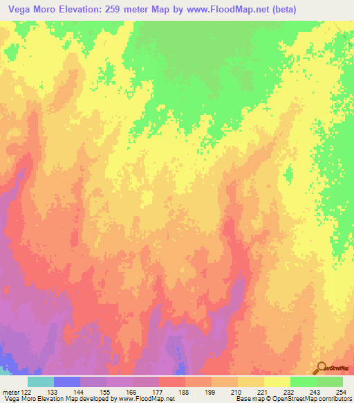 Vega Moro,Peru Elevation Map